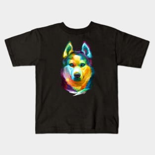 Siberian Husky Colorful Portrait Kids T-Shirt